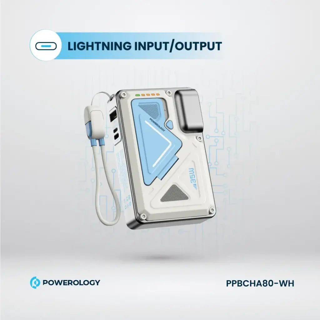 PPBCHA80-WH | باور لووجي، شاحن حائطي، سعة 10000 مللي أمبير/ساعة، ماج سيف، بنك طاقة | أبيض
