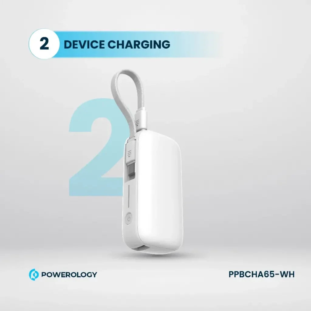 Powerology PD 20W QC 18W PP065 5000mAh power Bank - White