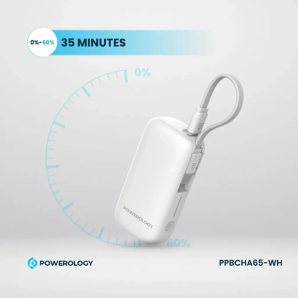 Powerology PD 20W QC 18W PP065 5000mAh power Bank - White