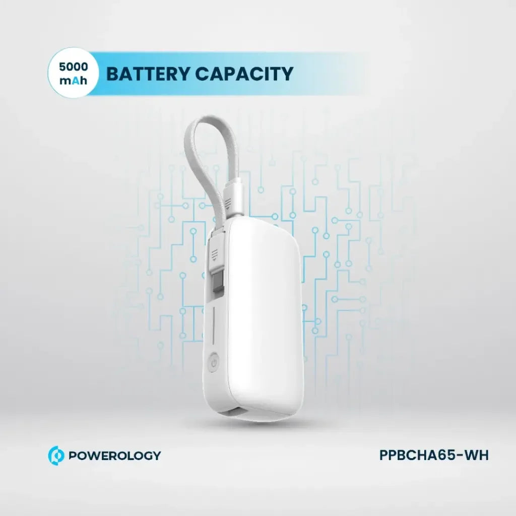 Powerology PD 20W QC 18W PP065 5000mAh power Bank - White