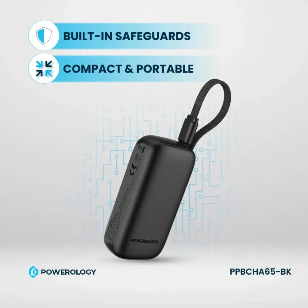 Powerology PD 20W QC 18W PP065 5000mAh Power Bank - Black