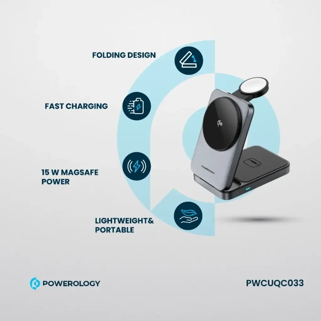 Powerology PWC033 15W Qi2 Fast Charging Multi Device Hub