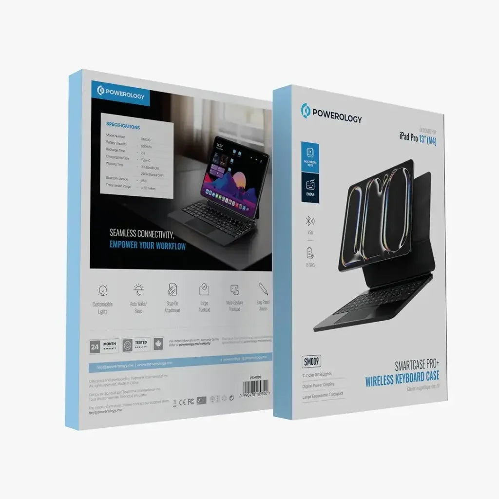 Powerology Smartcase Pro+ Wireless Keyboard Case Designed for iPad Pro 13” (M4) (PSM009)