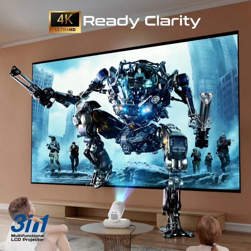 Promate 4K Compatible HD Wireless LCD Projector with Built-In Speaker & Ambient RGB light - GulfStore.com