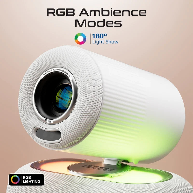 Promate 4K Compatible HD Wireless LCD Projector with Built-In Speaker & Ambient RGB light - GulfStore.com