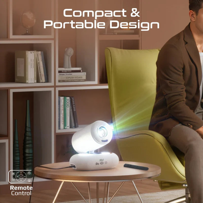 Promate 4K Compatible HD Wireless LCD Projector with Built-In Speaker & Ambient RGB light - GulfStore.com