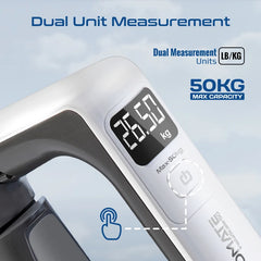 InstaScale-50.White | Promate | Comfort-Grip High Precision Digital Handheld Luggage Scale • 50Kg Max Capacity | White