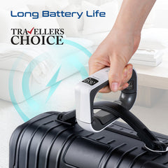 InstaScale-50.White | Promate | Comfort-Grip High Precision Digital Handheld Luggage Scale • 50Kg Max Capacity | White