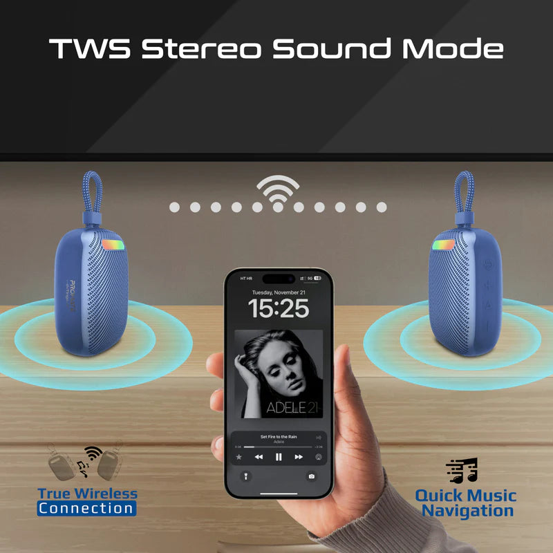 PROMATE CrystalSound™ 7W High-Definition Wireless Speaker• 7W High Definition Sound - Blue
