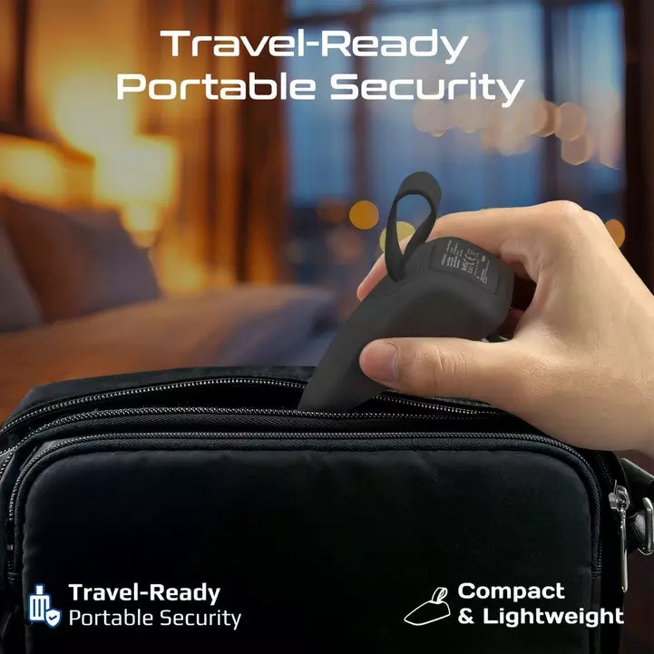 PROMATE DoorShield.Black Portable Travel Door Alarm and Door Stopper, Dual Sensitivity Security Alert, 120dB Anti-Theft Protection