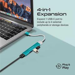 Promate - LiteHub-4 4-in-1 Multi-Port USB-C Data Hub | Bue