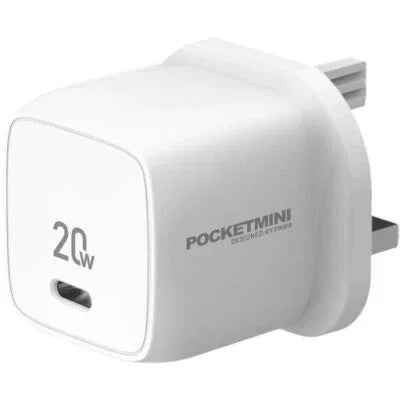 PW-PM1U1PUKT-WH , PAWA POCKETMINI TRAVEL CHARGER DUAL PD+QC PORT 20W WITH TYPE-C TO TYPE-C CABLE-WHITE
