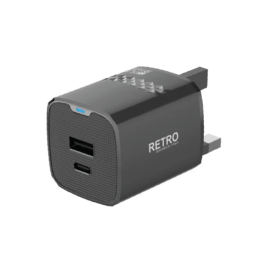 PW-TR225UK-BK | قابس باوا ريترو 25 واط مع منفذ PD+QC | أسود