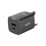 PW-TR225UK-BK | قابس باوا ريترو 25 واط مع منفذ PD+QC | أسود