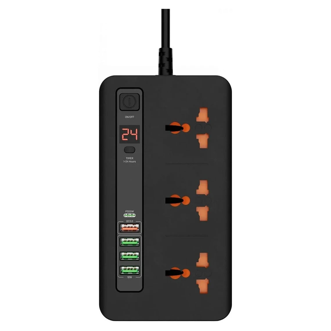 WEWE SC-002 Universal Outlet Fast Charging Power Strip with 3 Power Sockets