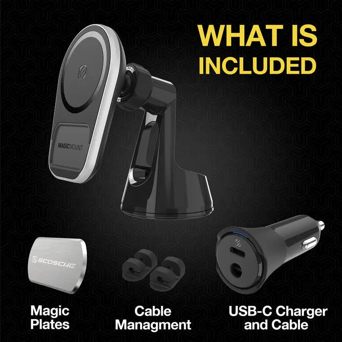 Scosche MagicMount™ Pro Charge5 Window/Dash Magsafe/Universal Wireless Charger