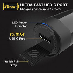 Scosche PowerVolt 30W USB Type-C Fast Car Charger with Fabric Pull Label and Power Delivery 3.0 with PPS for All USB-C Devices