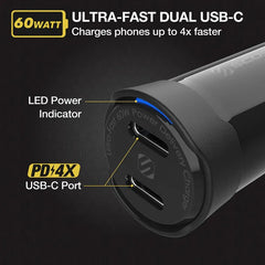 Scosche Dual USB Type-C Fast Car Charger 60W | Black