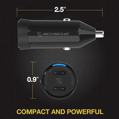 Scosche Dual USB Type-C Fast Car Charger 60W | Black
