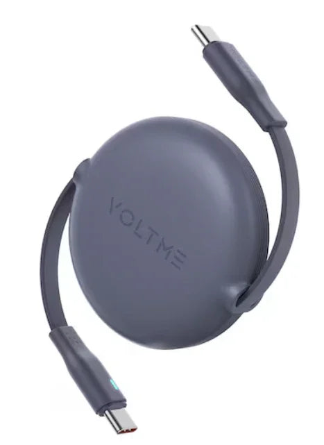 كابل Voltme Powerlink YoYo القابل للسحب من النوع C إلى النوع C - 60 وات 3 أمبير، 1 متر - أزرق داكن