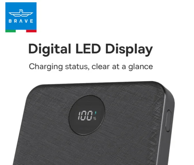BP-21 , BRAVE 10,000mAh Slim USB C Power Bank, 22.5W