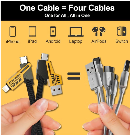 Just One All in one Cable (USB-C - Lightning - USB-A) 65 Watts