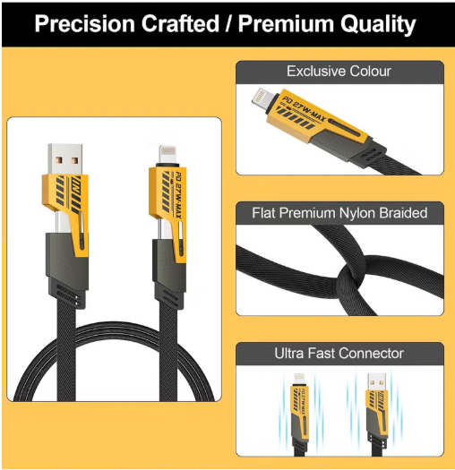 Just One All in one Cable (USB-C - Lightning - USB-A) 65 Watts