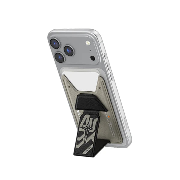 SK-KADO-AEGISGRY | SKINARMA MAGNETIC CARDHOLDER WITH GRIP-STAND KADO | Synthetic Leather | GREY