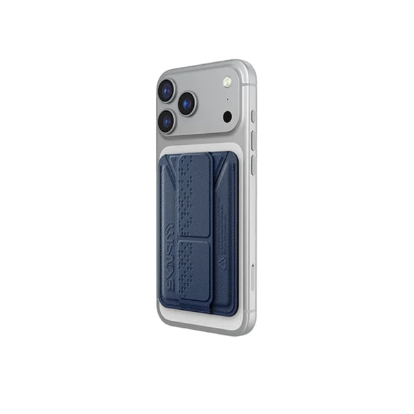 SK-KADO-HAXABLU | SKINARMA MAGNETIC CARDHOLDER WITH GRIP-STAND KADO | Synthetic Leather | BLUE