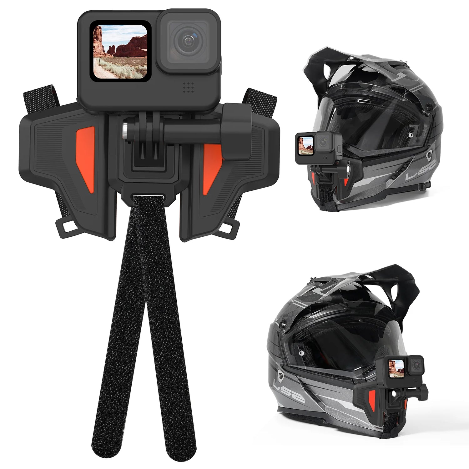Telesin 2nd Generation Helmet Chin Mount---Orange color for action cameras