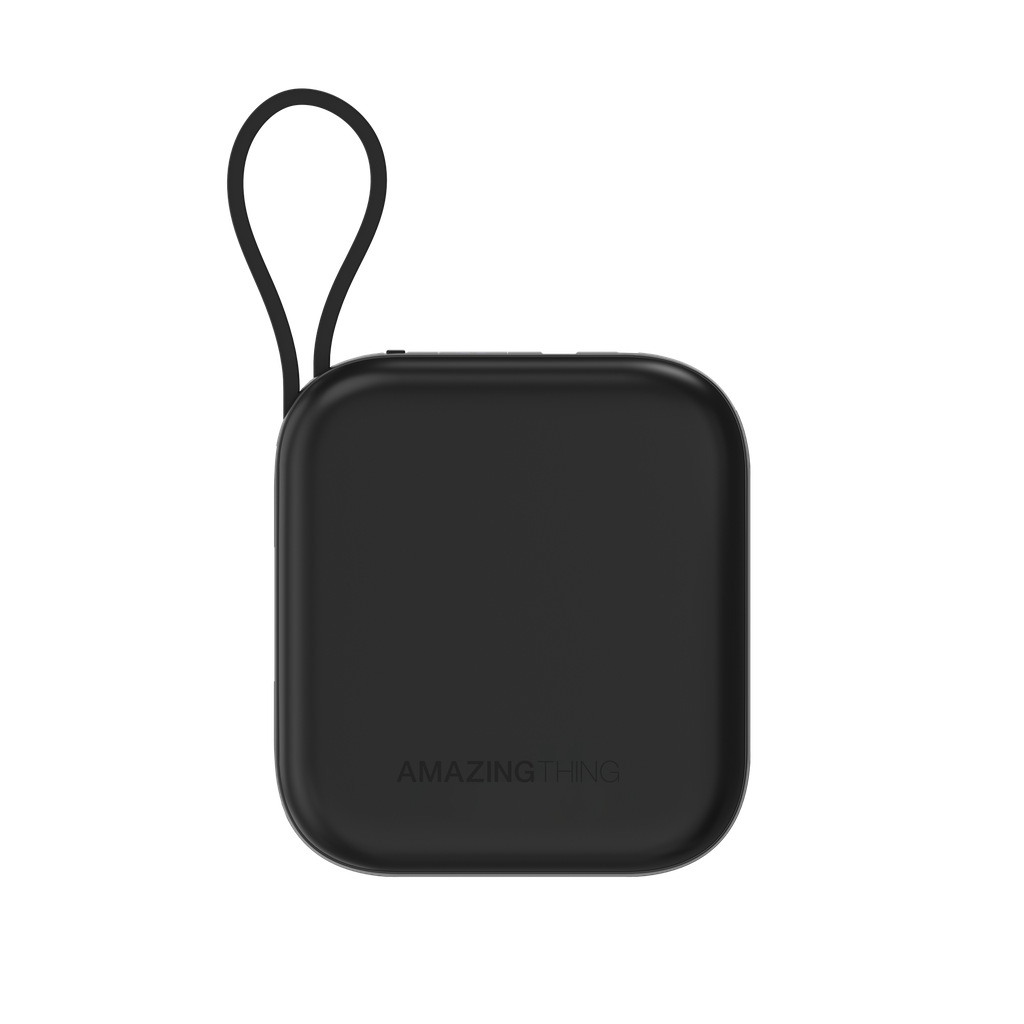 AMAZINGTHING | 17942 | THUNDER Go 10000Mah Power Bank With Built-In 2 Usb-C Cables | Black