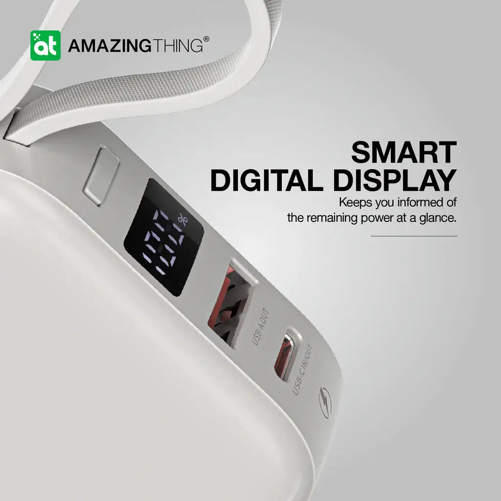 AMAZINGTHING | 17943 | THUNDER Go 10000Mah Power Bank With Built-In 2 Usb-C Cables | Gray - GulfStore.com