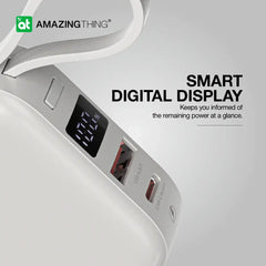 AMAZINGTHING | 17943 | THUNDER Go 10000Mah Power Bank With Built-In 2 Usb-C Cables | Gray - GulfStore.com
