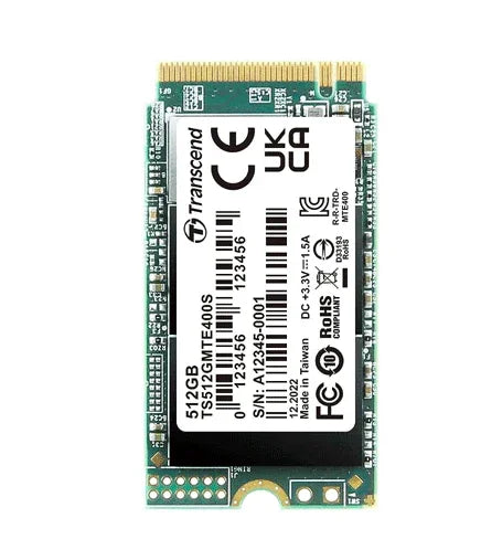 Transcend PCIe 400S - 512 جيجابايت / M.2 2242 / 200 تيرابايت / SSD (محرك الحالة الصلبة)