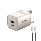 PW-TR225UKL-TT | PAWA Retro 25W With PD+QC Port UK Plug With Type-C To Lightning Cable | Titanium