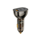 Promate Car Charger, Transparent 80W Fast Charge Multi-Port Car Adapter Dual USB Type-C Power Delivery Ports