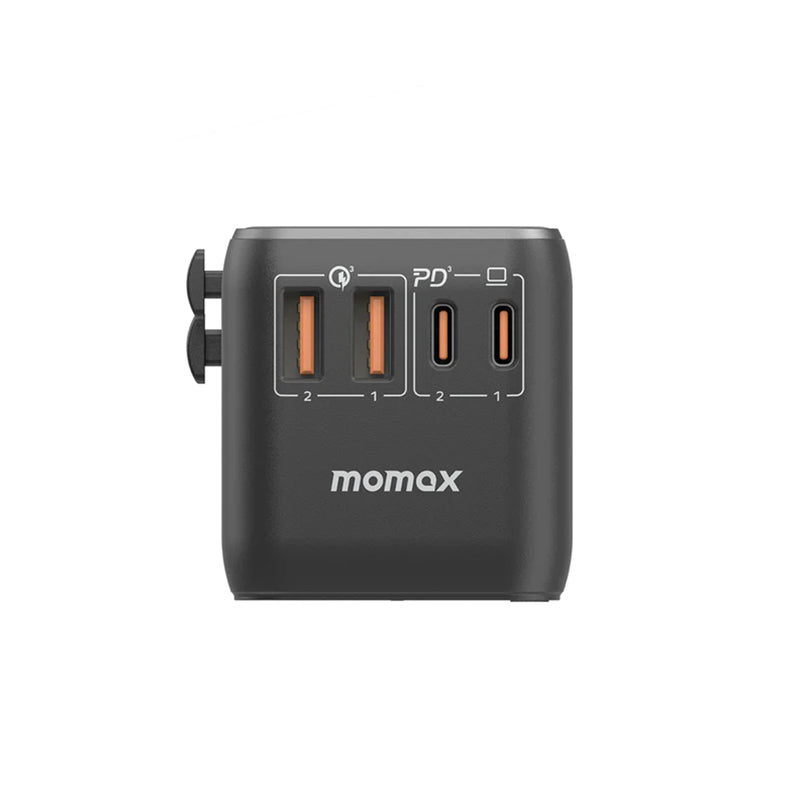 Momax 1-World Dreamer 100W GaN 4 Ports + AC Travel Adapter (Black) - UA10D