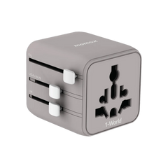 UA19E| Momax  1-World Travel Adaptor  | Gray - GulfStore.com