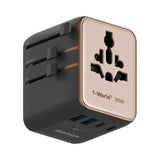 UA27L2 | Momax 1-World2 35W 5-Port Dual AC Travel Adaptor | Desert Titanium