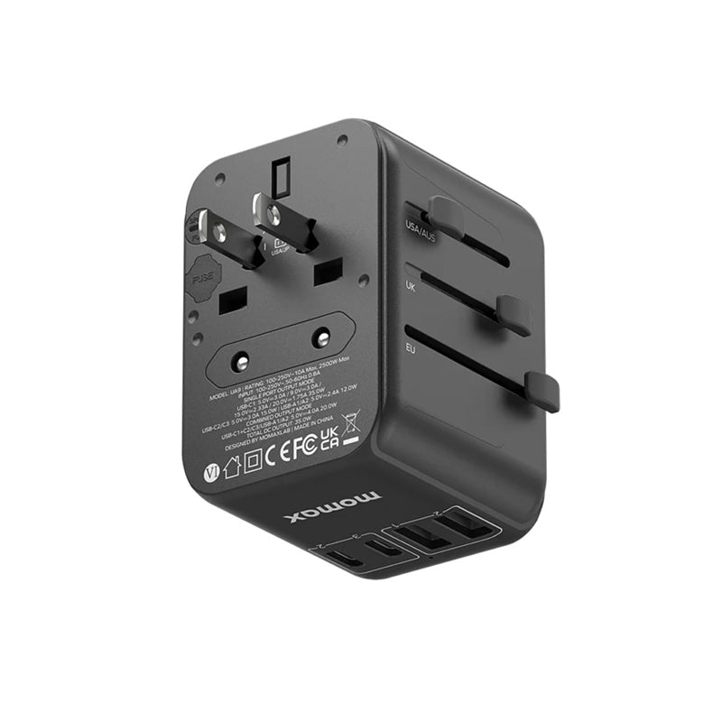 Momax 1-World PD35W 5 ports + AC Travel Adapter (Black) - UA9D1