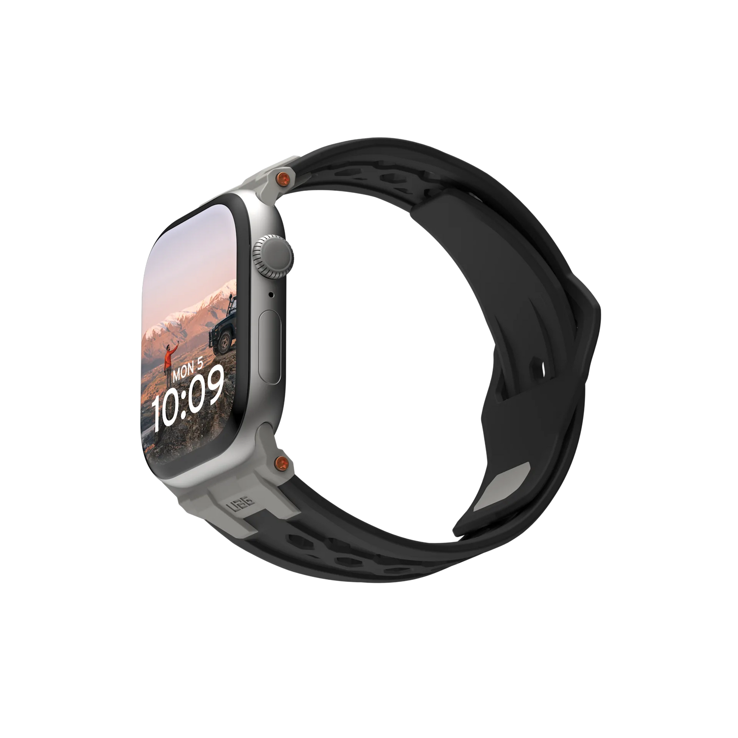UAG | 194158114037 | UAG Apple Watch 49/45/44/42 Monarch Strap - Black/Titanium