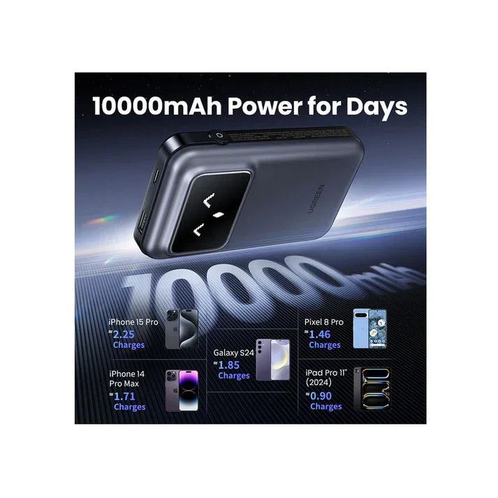 PB511 | UGREEN | 10000mAh Power Bank with Built-in Cable 15W | 35604B