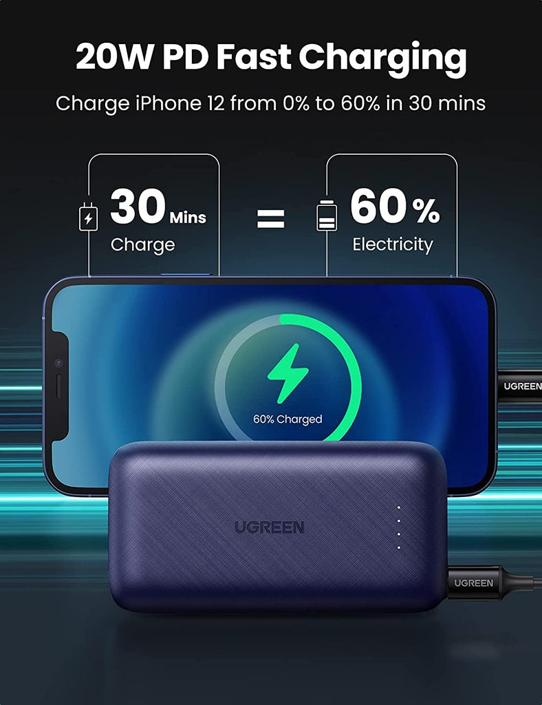 Ugreen 10000mAh Powerbank PD 20W wth Lightning Cable