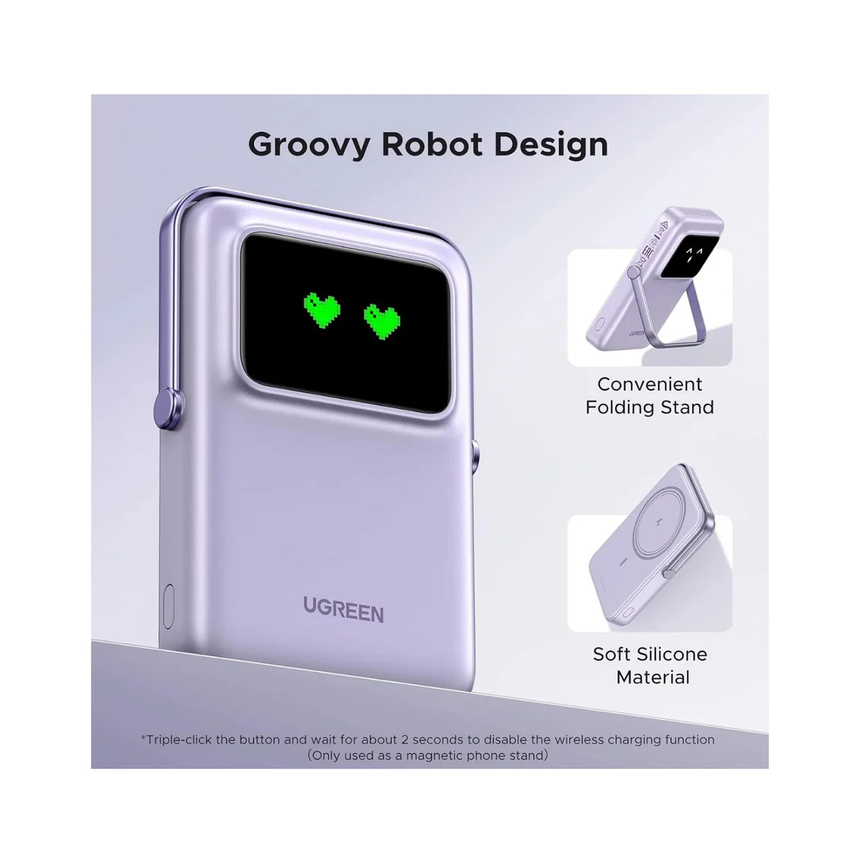 UGREEN Uno Magnetic Wireless Power Bank 10000mAh 20W - Purple