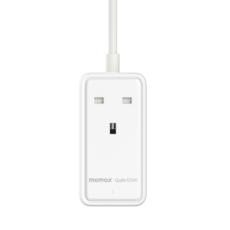 Momax ONEPLUG 65W GaN Extension Cord with USB (White) - US15UKW