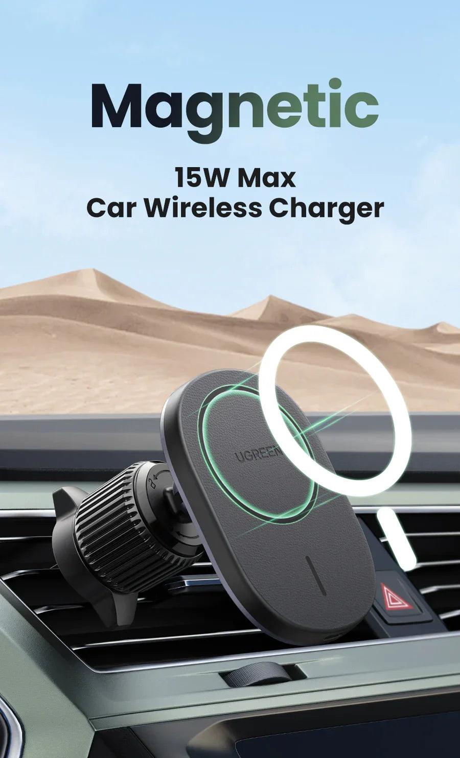 CD345 | UGREEN | Magnetic Car Wireless Charger 15W | 25925