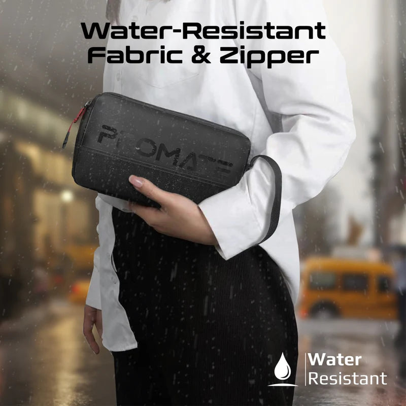 PROMATE Lightweight Tech Essential Organizer Pouch Bag with Multiple Pockets - Black