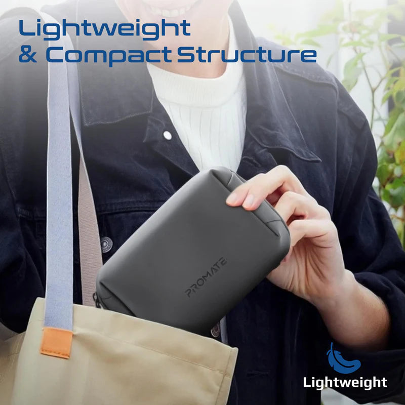 PROMATE Compact Tech Essential Organizer Pouch Bag with Multiple Compartments - Black