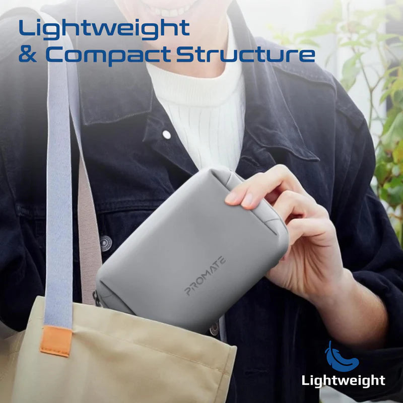 PROMATE Compact Tech Essential Organizer Pouch Bag with Multiple Compartments - Grey