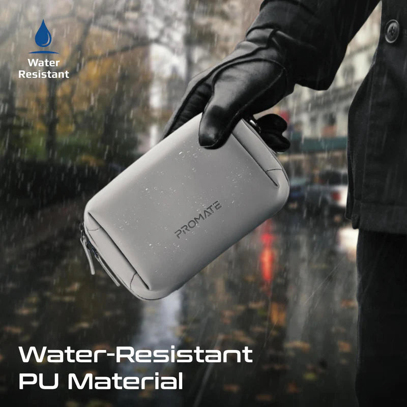 PROMATE Compact Tech Essential Organizer Pouch Bag with Multiple Compartments - Grey